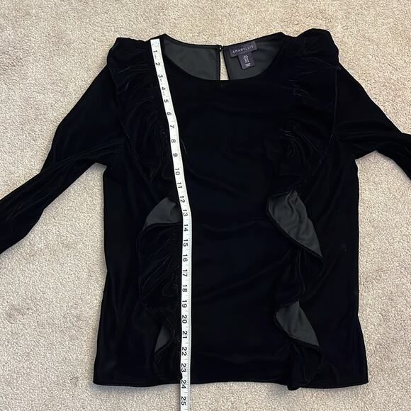 Amaryllis Velvet Ruffle Blouse Size S Black Bell Sleeves Witchy Whimsigoth Boho - Picture 10 of 10